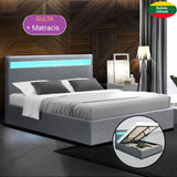 Guļamistabas gulta New York ar LED apgaismojumu + matracis