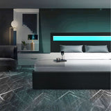 Guļamistabas gulta New York ar LED apgaismojumu + matracis